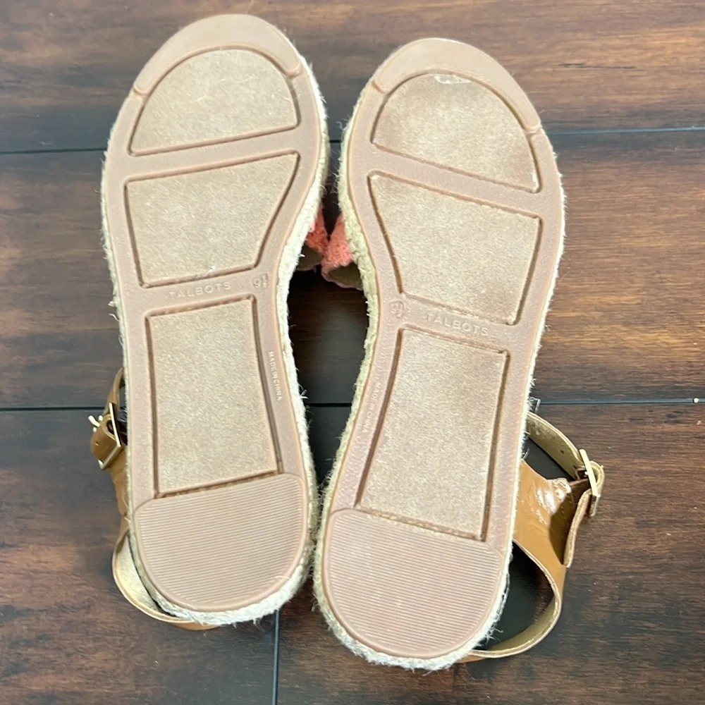 Talbots‎ Women's Izzy Corded Espadrille Flats size 9.5 Ankle Leather Strap New